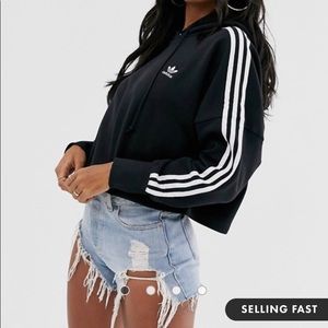 Adidas Black Cropped Hoodie